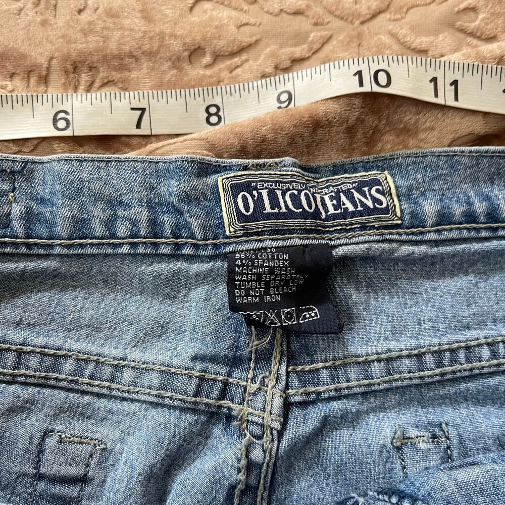 Vintage y2k rhinestone heart‎ detail wide leg jeans size 10 - Picture 7 of 9